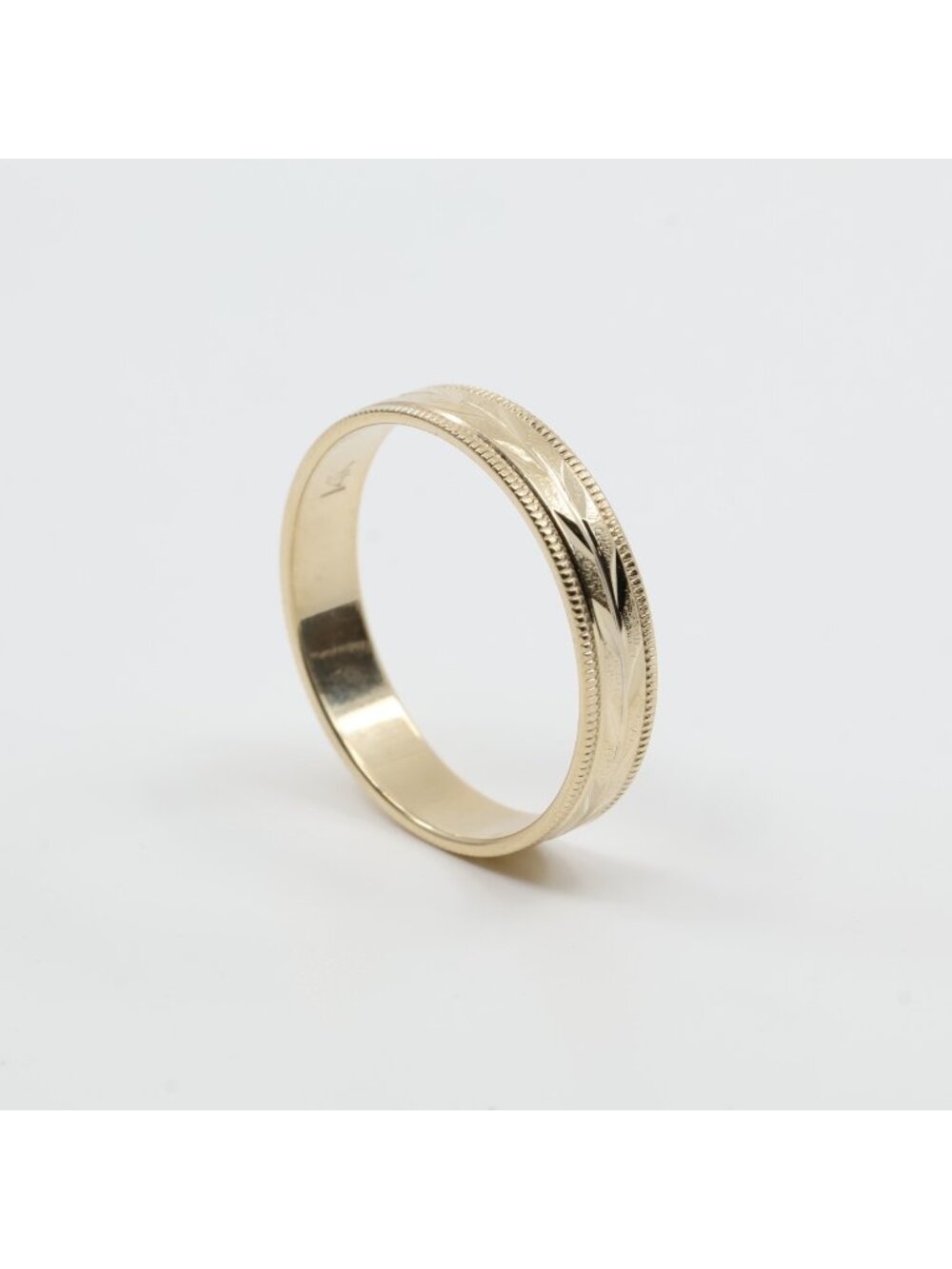Unique 14K Yellow Gold Diamond Cut Wheat Pattern Wedding Band Ring - Size 12